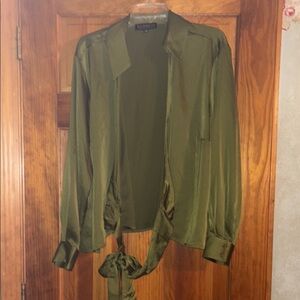 Eloquii Olive Green Satin Blouse NWT